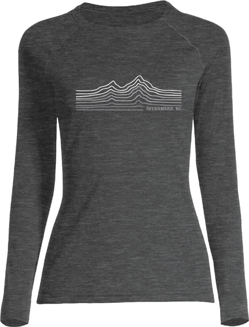 100% Merino, LS T-Shirt, 160gm - Invermere, BC - Womens - charcoal w/grey 1