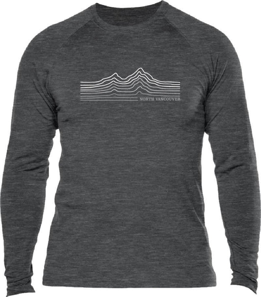 100% Merino, LS T-Shirt, 160gm - North Vancouver - Mens - charcoal w/grey 1