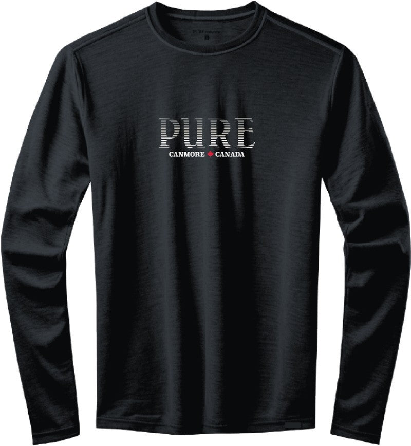 100% Merino, LS T-Shirt, 200gm - PURE Canmore - Mens - midnight coal 1