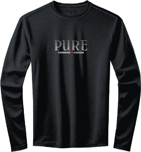 100% Merino, LS T-Shirt, 200gm - PURE Canmore - Mens - midnight coal 1