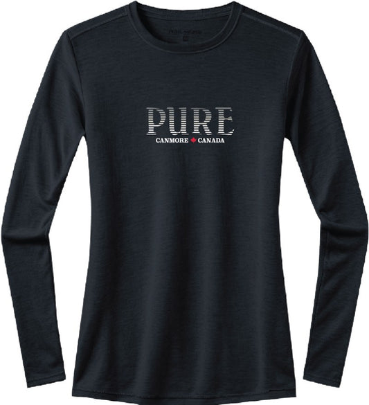 100% Merino, LS T-Shirt, 200gm - PURE Canmore - Womens - midnight coal 1