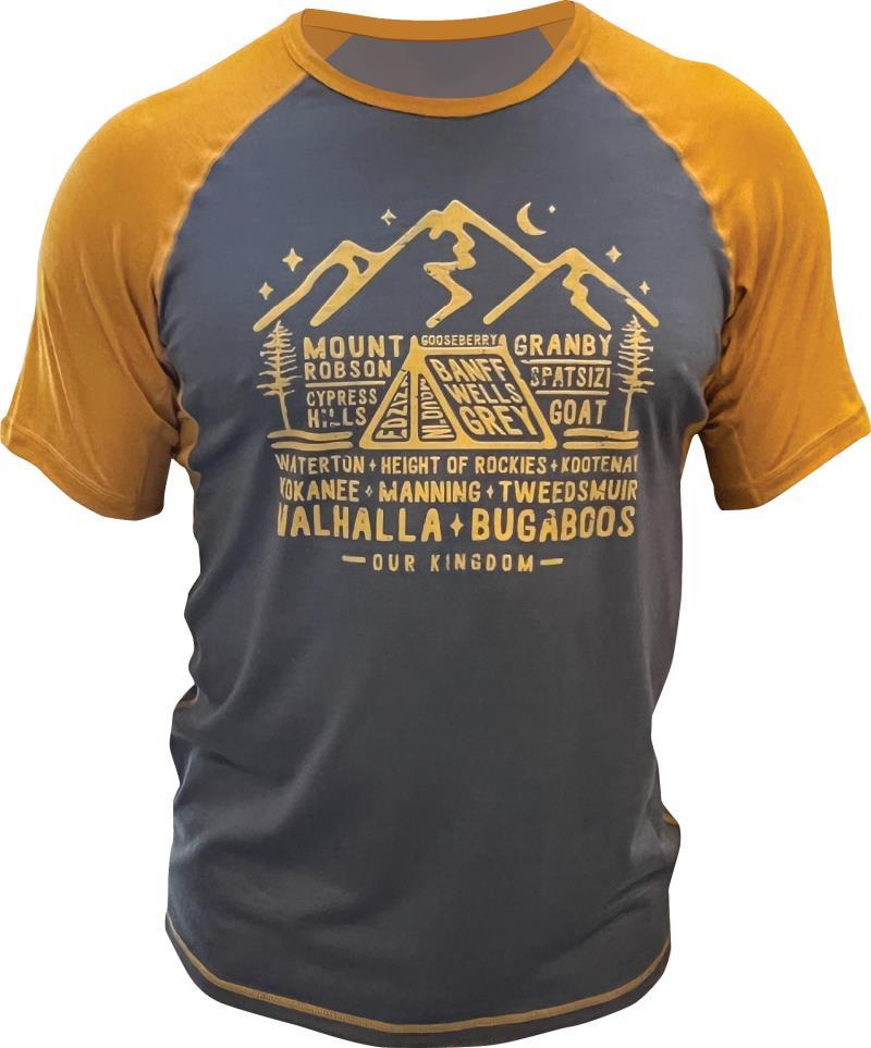 100% Merino, Our Kingdom, Color-Blocked SS T-Shirt 160gm - Mens - Smoke / Gold 1
