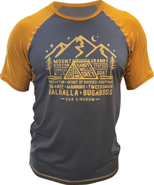 100% Merino, Our Kingdom, Color-Blocked SS T-Shirt 160gm - Mens - Smoke / Gold 1