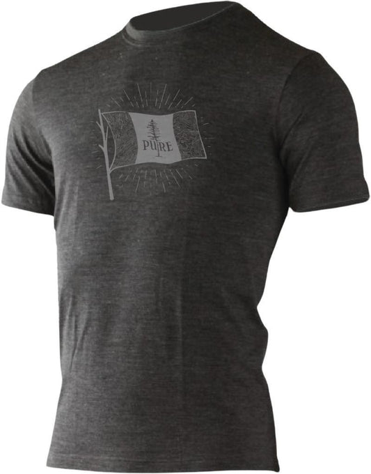 100% Merino, PURE Flag, SS T-Shirt 160gm - Mens - Charcoal 1