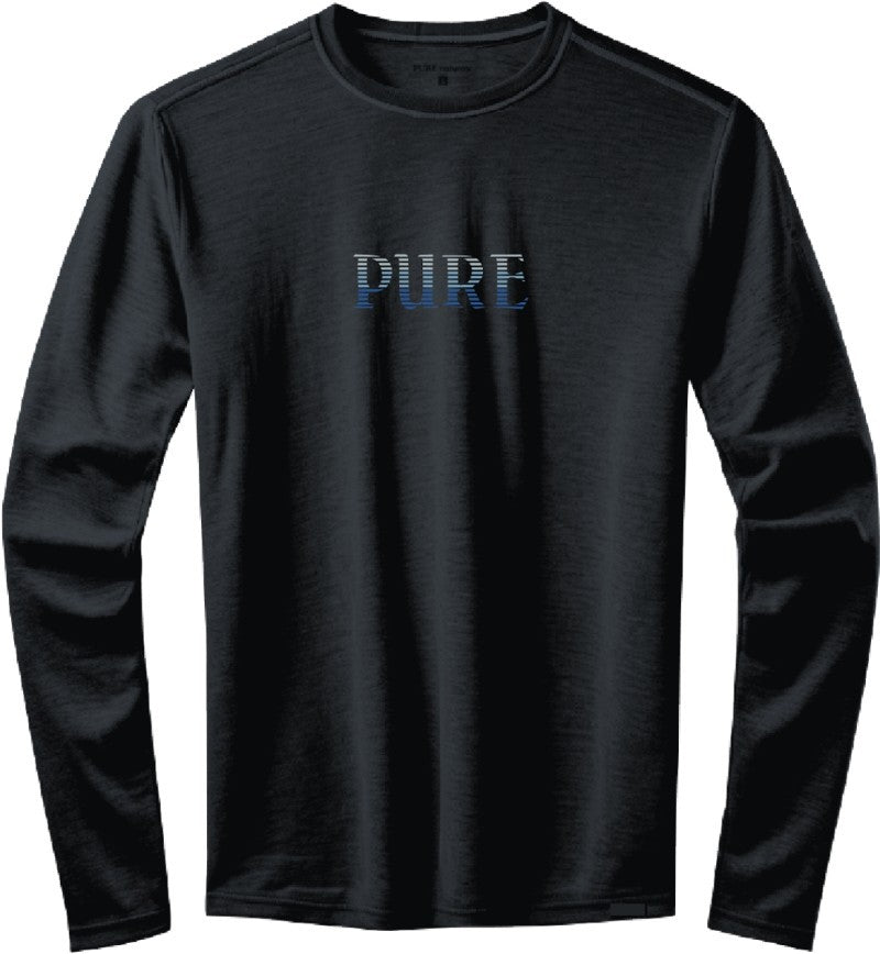 100% Merino, PURE Stripe, LS T-Shirt, 200gm - Mens - midnight coal 1