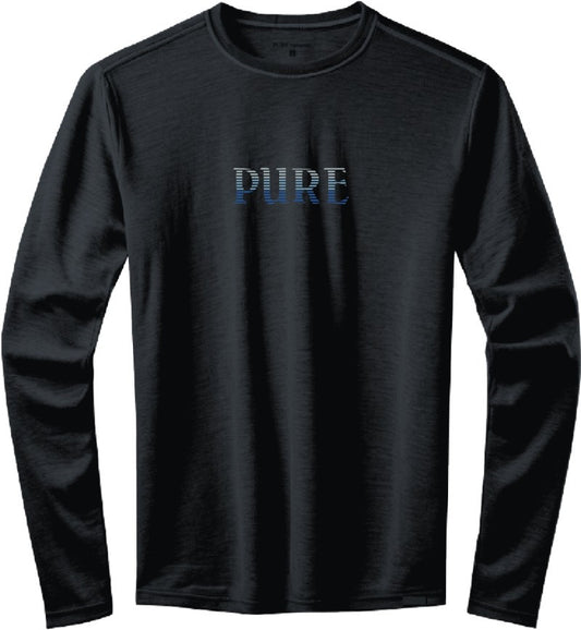 100% Merino, PURE Stripe, LS T-Shirt, 200gm - Mens - midnight coal 1