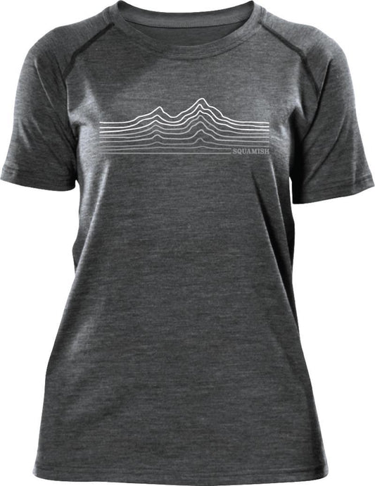 100% Merino, SS T-Shirt, 160gm - Squamish - Womens - charcoal w/grey 1