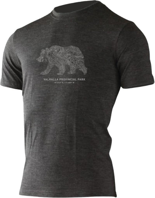 100% Merino, Topo Grizzly, SS T-Shirt, 160gm - Mens - Charcoal 1