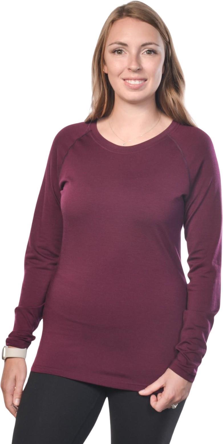 100% Merino Wool LS Crew 160 - Womens - Eggplant 1