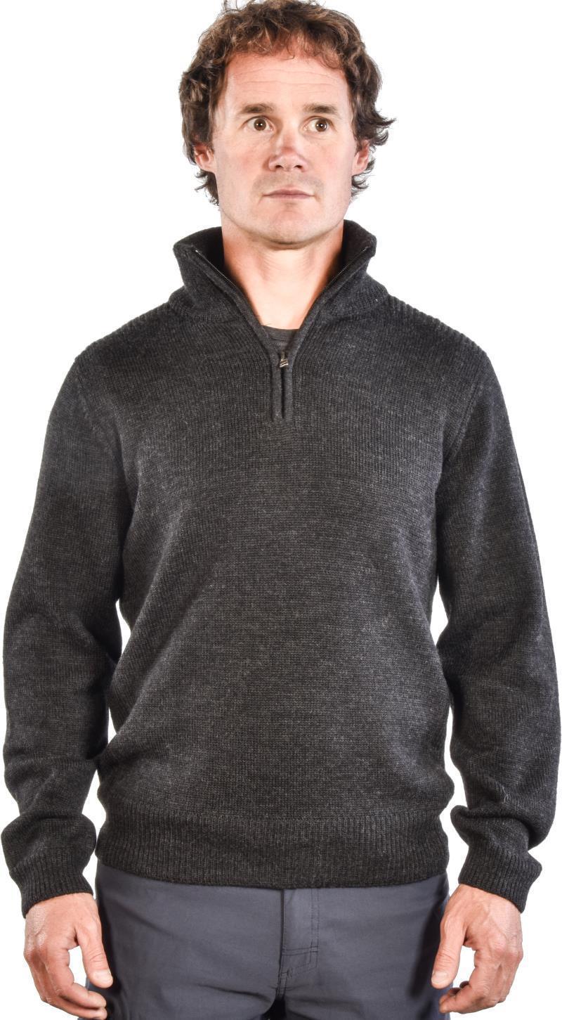 100% Natural Alpaca & Wool 1/2 Zip Sweater - Mens - Coal Heather 2