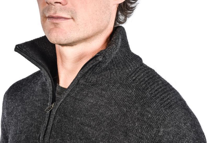 100% Natural Alpaca & Wool 1/2 Zip Sweater - Mens - Coal Heather 4