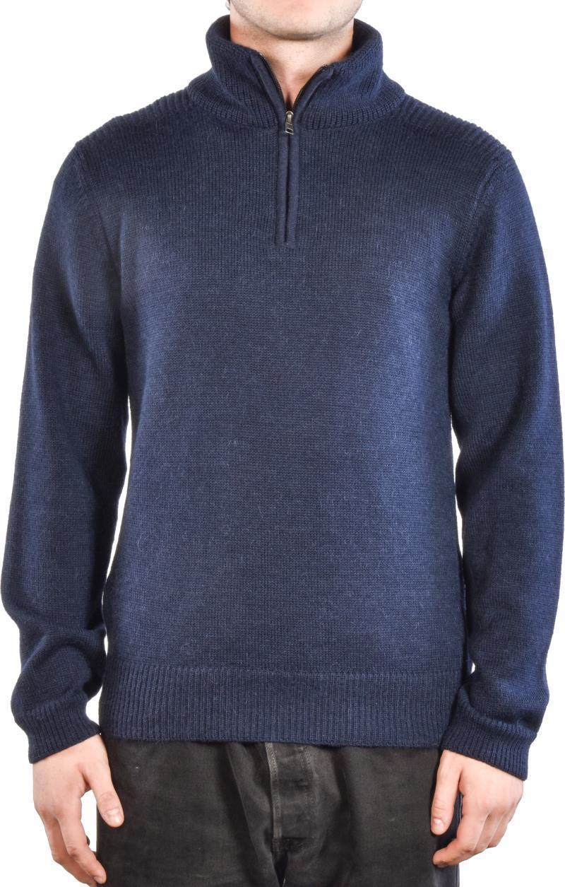 100% Natural Alpaca & Wool 1/2 Zip Sweater - Mens - Navy Heather 1