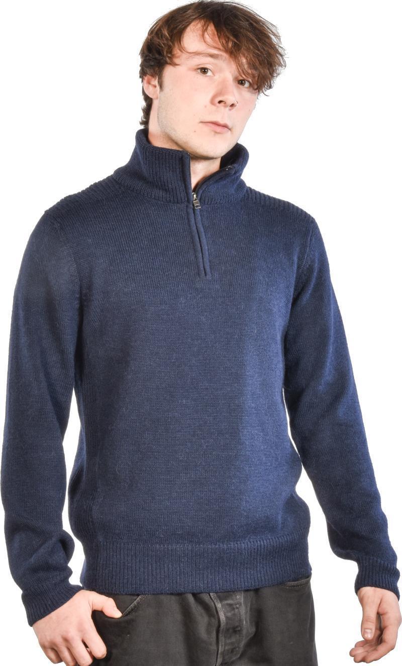 100% Natural Alpaca & Wool 1/2 Zip Sweater - Mens - Navy Heather 2