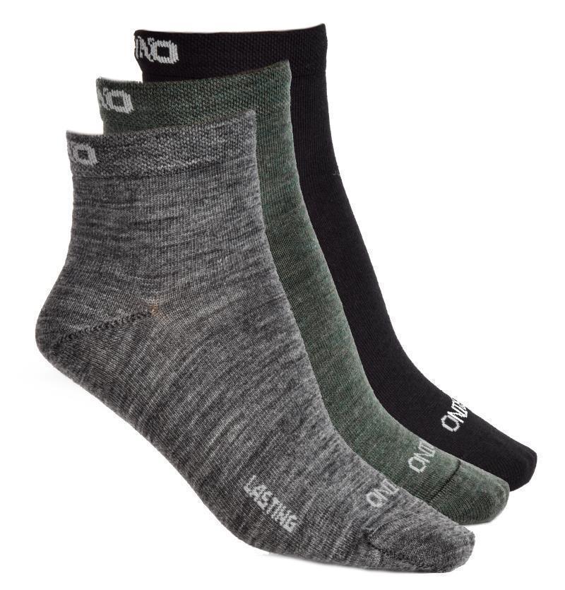 Merino, Lightweight Socks - Unisex -  Assorted Color 3-Pack - Black / Grey / Olive 1