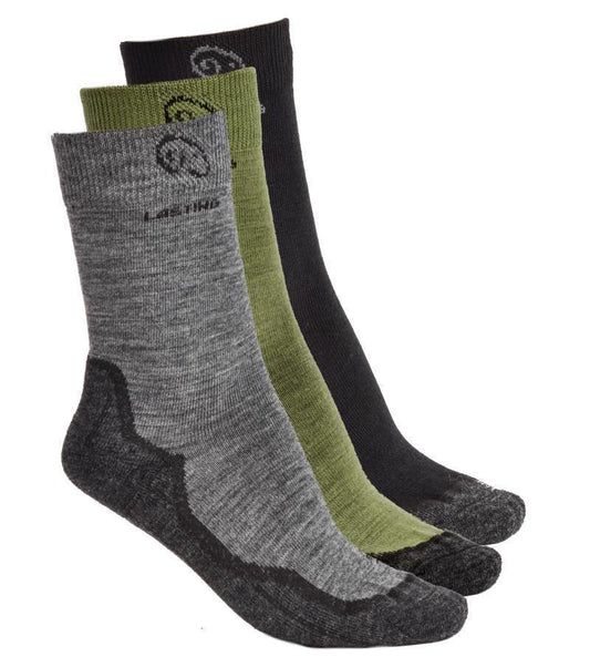 Merino, Midweight Socks - Unisex -  Assorted Color 3-Pack - black / grey / olive 1