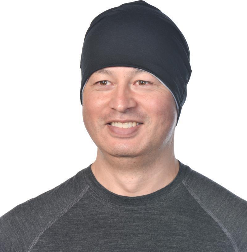 Merino, Reversible Beanie, 160gm - Black / Grey 1