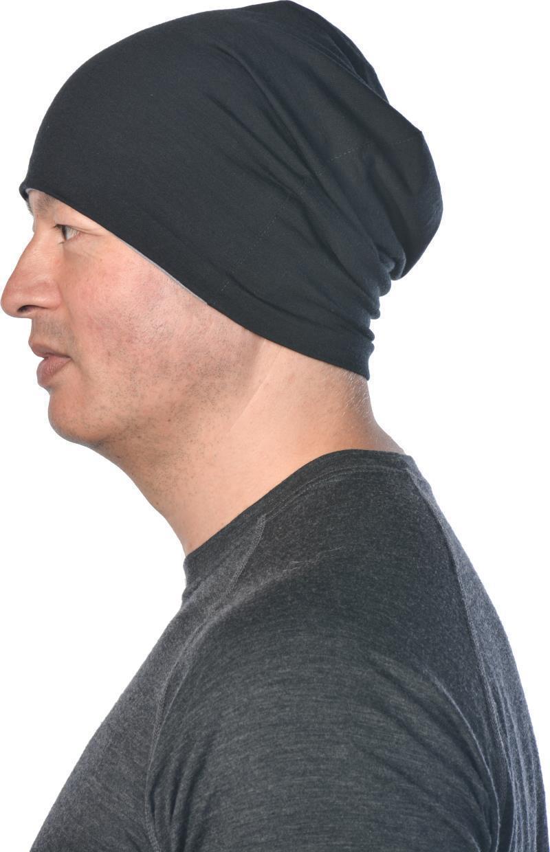 Merino, Reversible Beanie, 160gm - Black / Grey 2