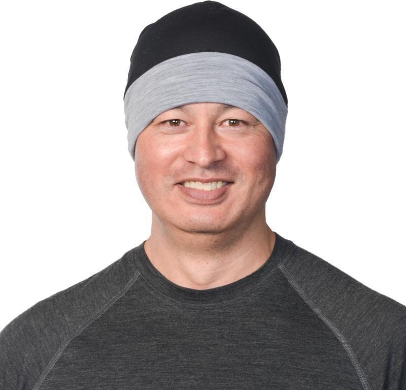 Merino, Reversible Beanie, 160gm - Black / Grey 3