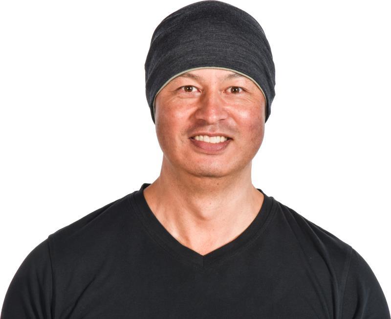 Merino, Reversible Beanie, 160gm - Coal / Green 4