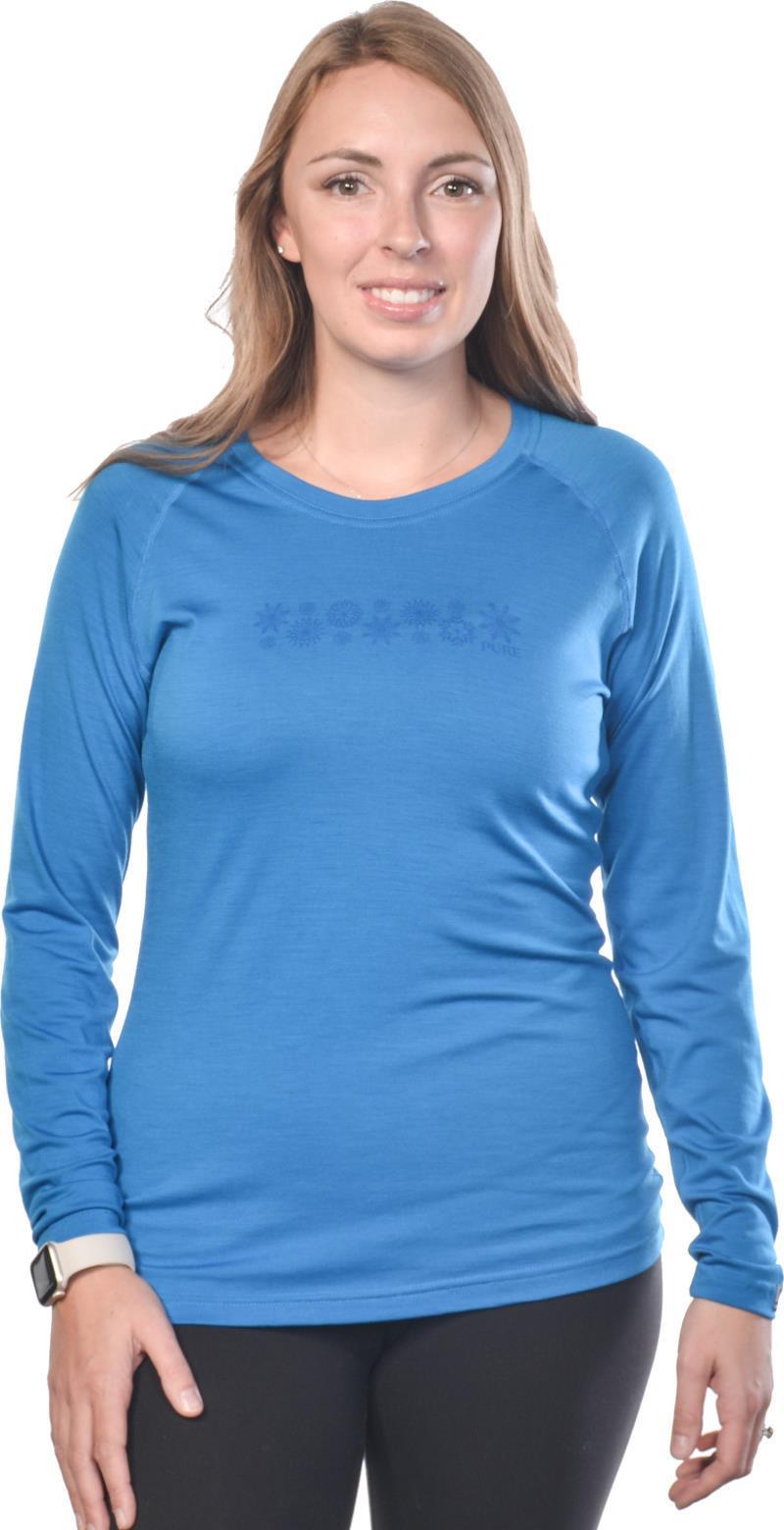 Snowflake 100% Merino Wool LS T-Shirt 160 - Womens - Ocean 1