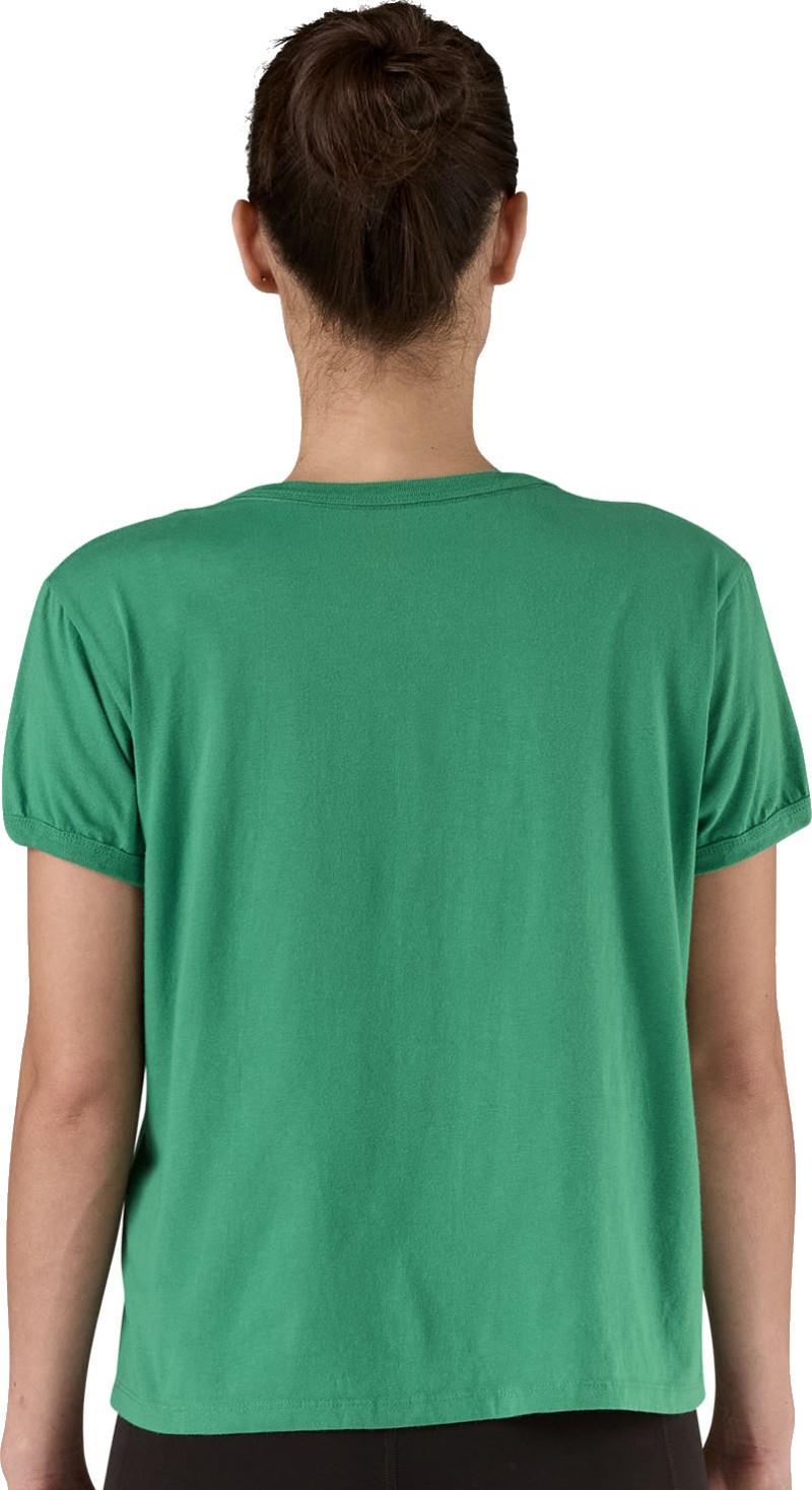 `73 Text Logo Organic Ringer SS Tee - Womens - heartleaf green 1
