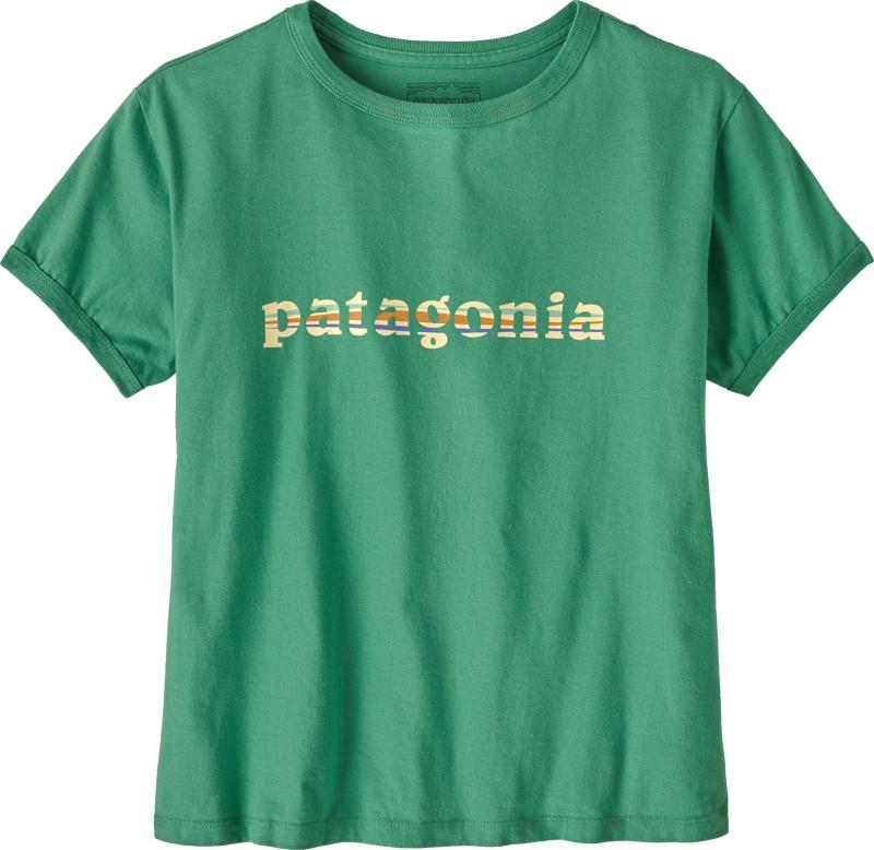 `73 Text Logo Organic Ringer SS Tee - Womens - heartleaf green 1