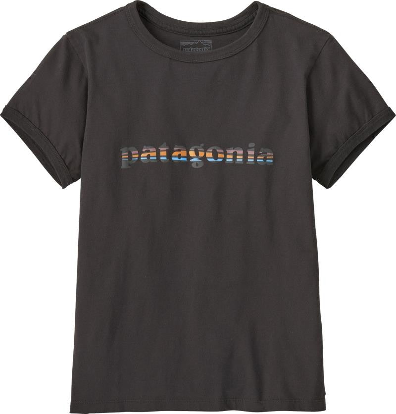 `73 Text Logo Organic Ringer SS Tee - Womens - ink black 1