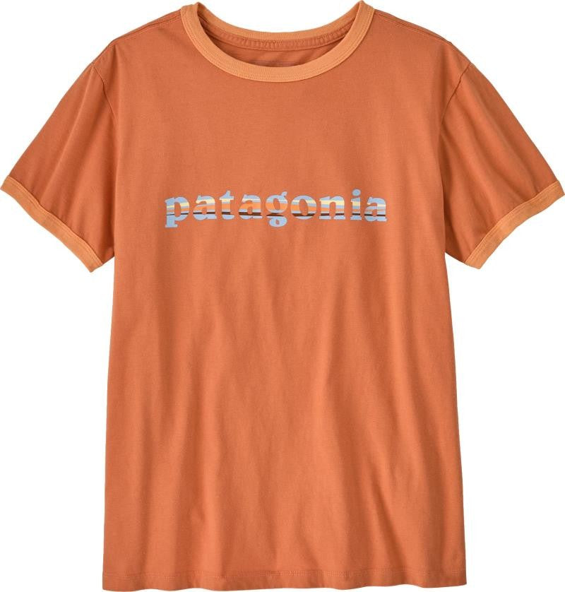 `73 Text Logo Organic Ringer SS Tee - Womens - rock melon 1