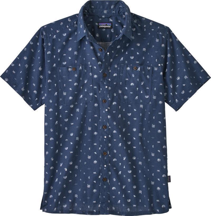 Back Step Shirt - Mens - river symbols / stone blue 1