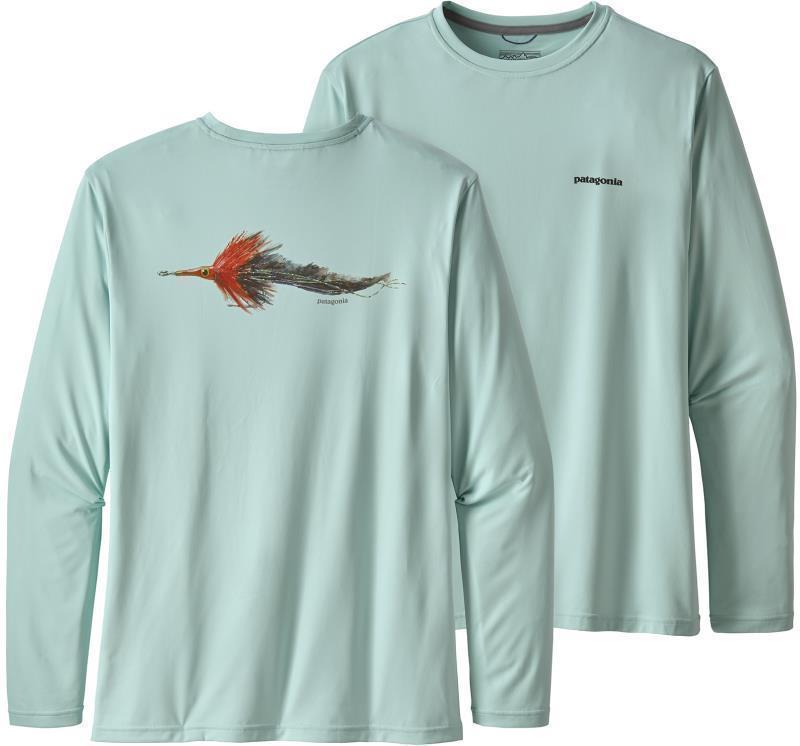 Capilene Cool Daily Fish Graphic LS Shirt - Mens - Poon Fly / Atoll Blue 1