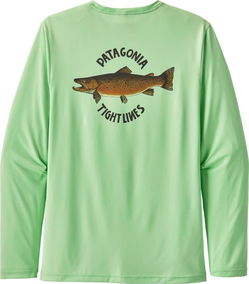 Capilene Cool Daily Fish Graphic LS Shirt - Mens - brown trout / bud green 1