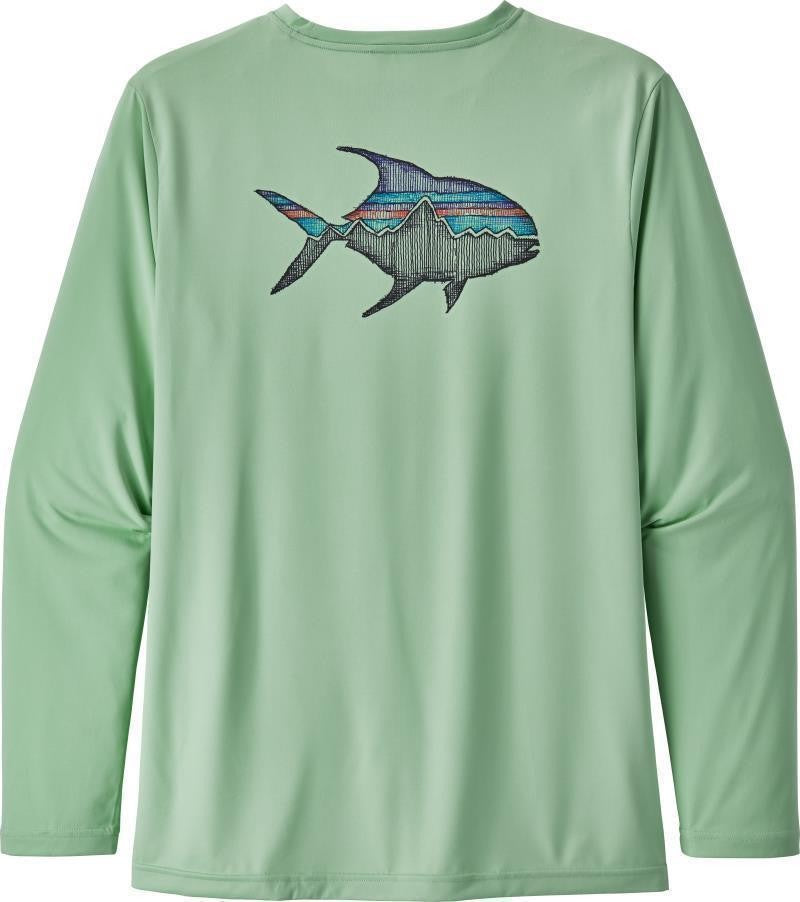 Capilene Cool Daily Fish Graphic LS Shirt - Mens - sketched fitz roy permit / gypsum green 1