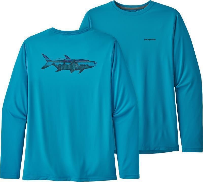 Capilene Cool Daily Fish Graphic LS Shirt - Mens - sketched fitz roy tarpon / joya blue 1