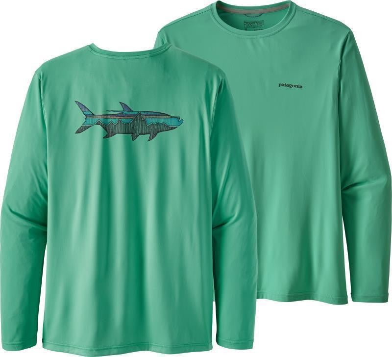 Capilene Cool Daily Fish Graphic LS Shirt - Mens - sketched fitz roy tarpon / plains green 1