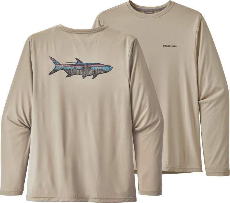 Capilene Cool Daily Fish Graphic LS Shirt - Mens - sketched fitz roy tarpon / pumice 1