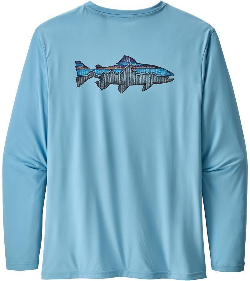 Capilene Cool Daily Fish Graphic LS Shirt - Mens - sketched fitz roy trout / break up blue 1