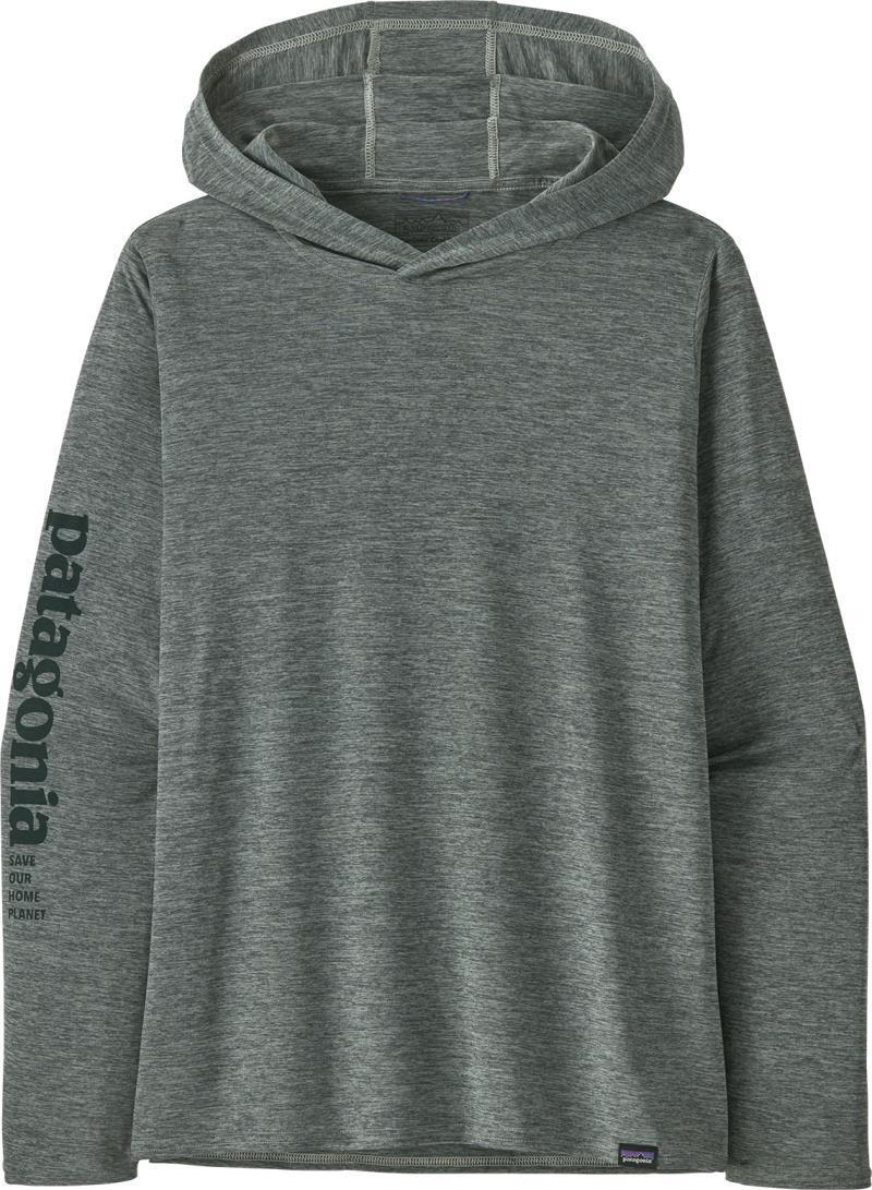 Capilene Cool Daily Graphic Hoody - Womens - Mission Text Logo / Sleet Green X-Dye 2