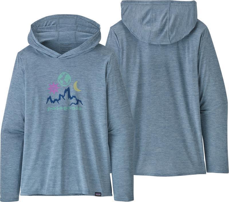 Capilene Cool Daily Graphic Hoody - Womens - Mystic Mountain / Steam Blue X-Dye 1