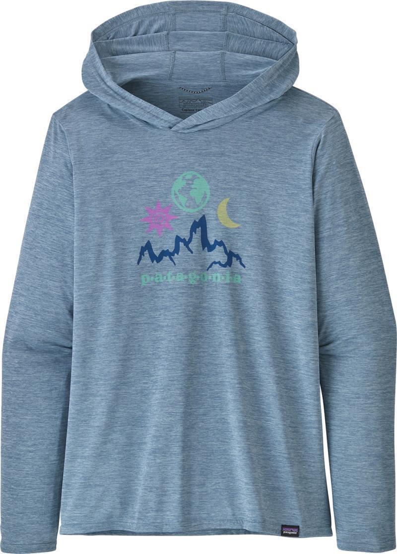 Capilene Cool Daily Graphic Hoody - Womens - Mystic Mountain / Steam Blue X-Dye 2