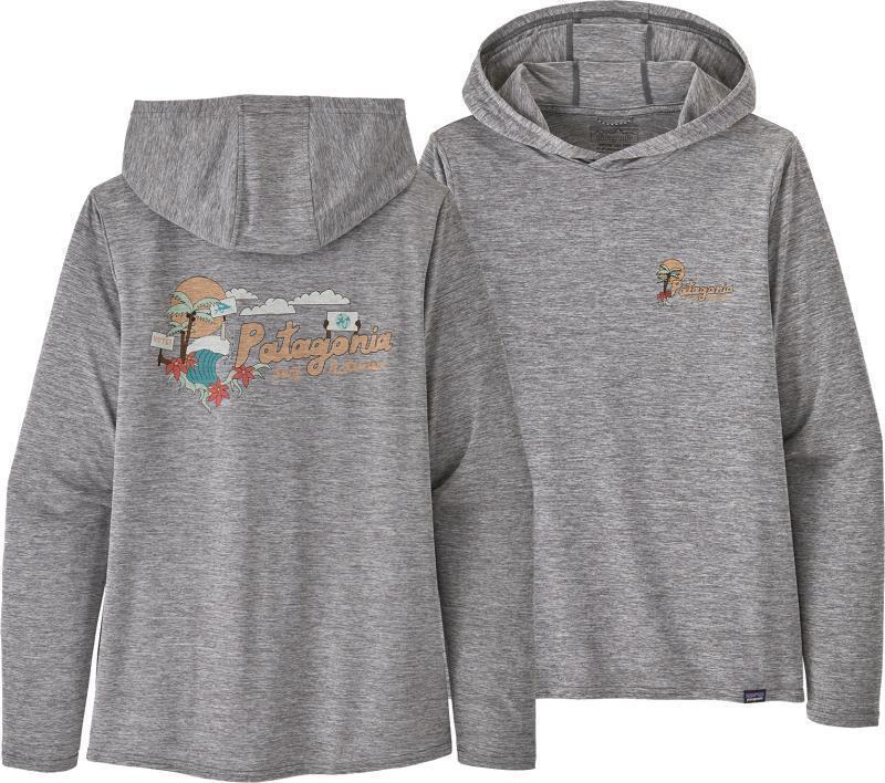 Capilene Cool Daily Graphic Hoody - Womens - Palm Protest / Feather Grey 1