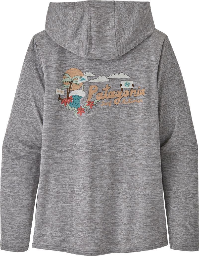 Capilene Cool Daily Graphic Hoody - Womens - Palm Protest / Feather Grey 3