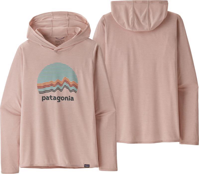 Capilene Cool Daily Graphic Hoody - Womens - Ridge Rise Moonlight / Cozy Peach X-Dye 1