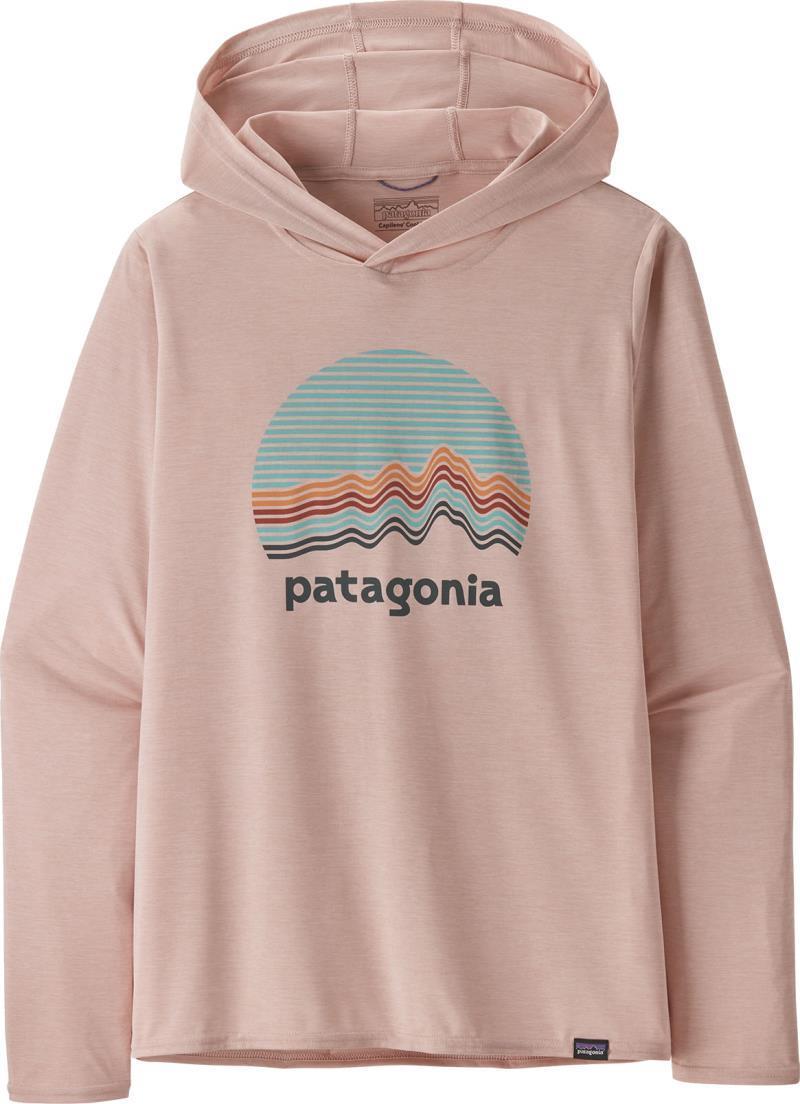 Capilene Cool Daily Graphic Hoody - Womens - Ridge Rise Moonlight / Cozy Peach X-Dye 2