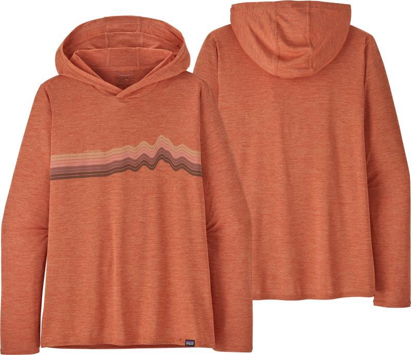 Capilene Cool Daily Graphic Hoody - Womens - Ridge Rise Stripe / Quartz Coral X-Dye 1