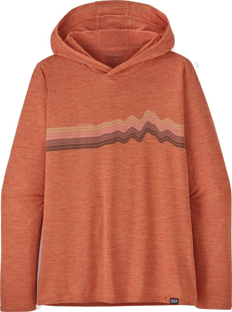 Capilene Cool Daily Graphic Hoody - Womens - Ridge Rise Stripe / Quartz Coral X-Dye 2