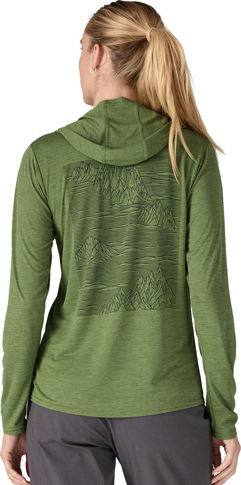 Capilene Cool Daily Graphic Hoody - Womens - strataspire / terrain green x-dye 1