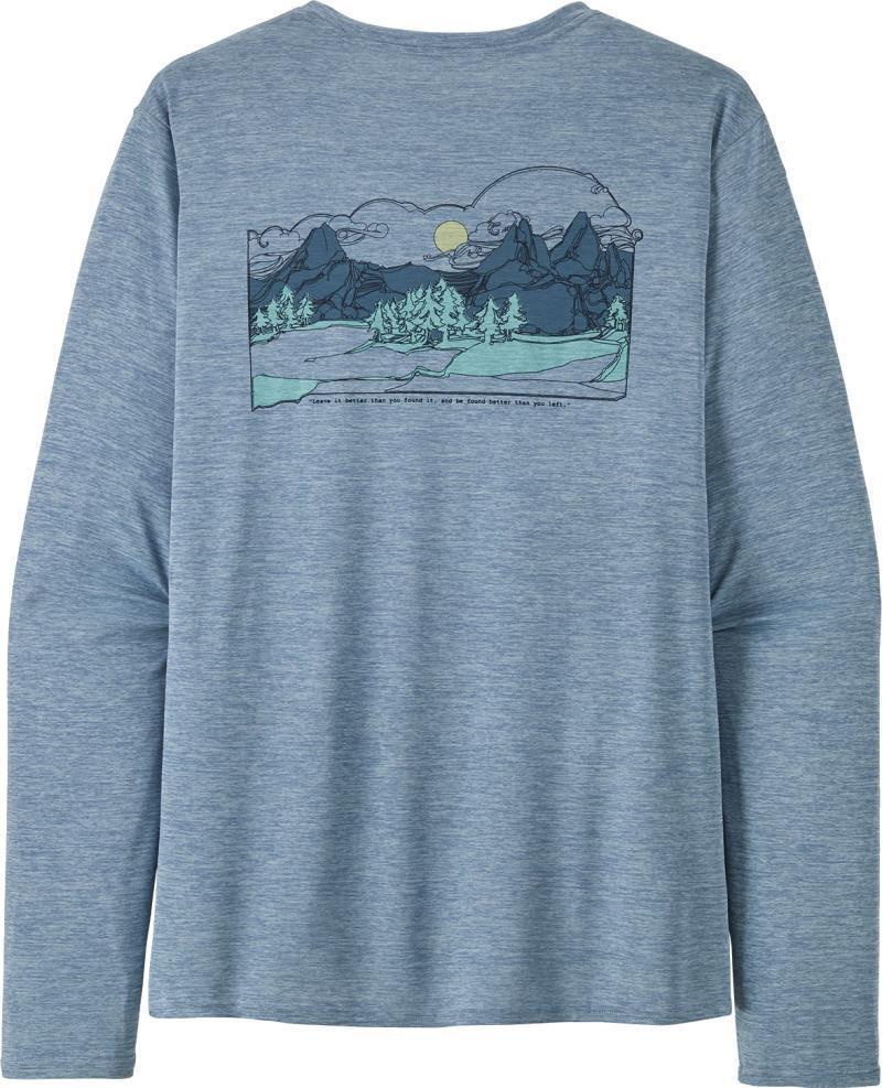Capilene Cool Daily Graphic LS Shirt - Lands - Mens - Lost And Found / Steam Blue X-Dye 3