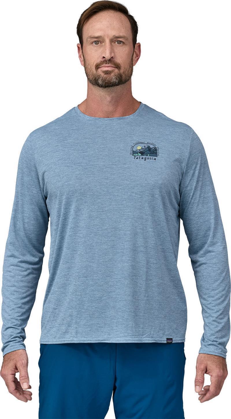 Capilene Cool Daily Graphic LS Shirt - Lands - Mens - Lost And Found / Steam Blue X-Dye 4