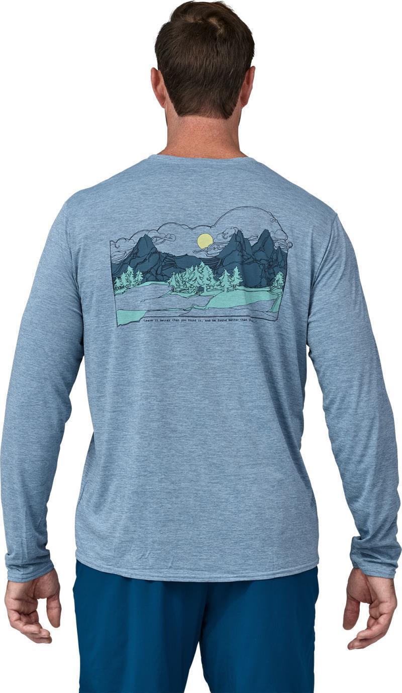 Capilene Cool Daily Graphic LS Shirt - Lands - Mens - Lost And Found / Steam Blue X-Dye 5