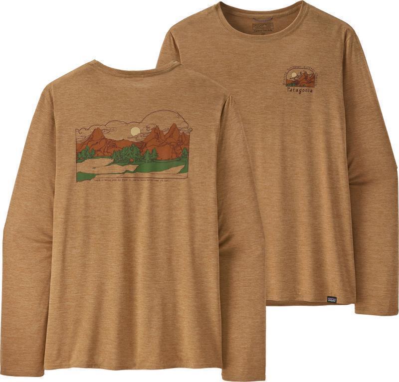 Capilene Cool Daily Graphic LS Shirt - Lands - Mens - Lost And Found / Tinamou Tan X-Dye 1